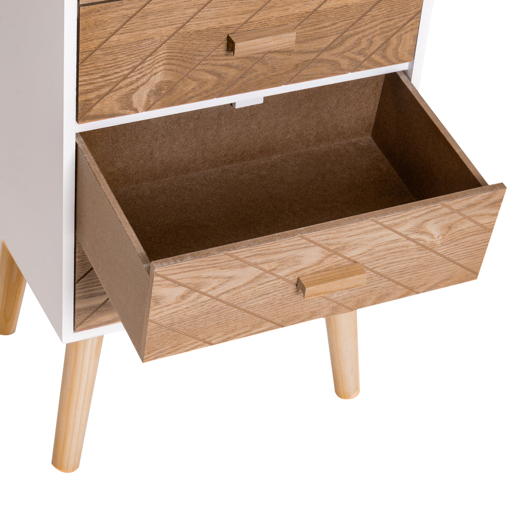 Mesa de Cabeceira com 4 Gavetas Mesa de Cabeceira com Espaço de Armazenamento para Dormitório 40x30x75 cm Branco e Madeira — foto 6