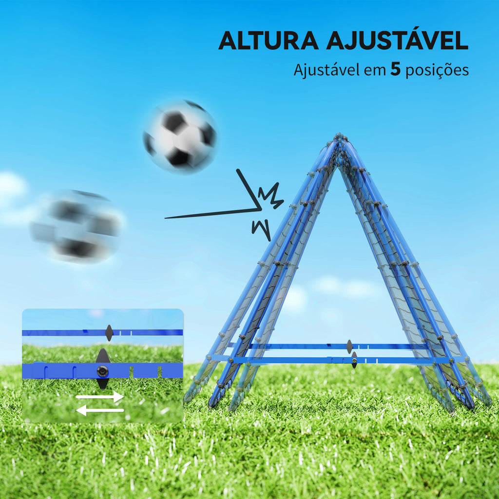 Rede de Rebote Dobrável para Treino Desportivo Ajustável em 5 Níveis de Ângulo com Tubo de Aço para Futebol Ténis e Basebol 100x95x90 cm Azul — foto 4