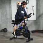 Bicicleta Estática com Resistência Ajustável Bicicleta Estática Fitness com Volante de Inércia 8 kg Ecrã LCD Guiador e Assento Ajustáveis para Casa Ginásio 103x53x110-114 cm Azul — foto 2