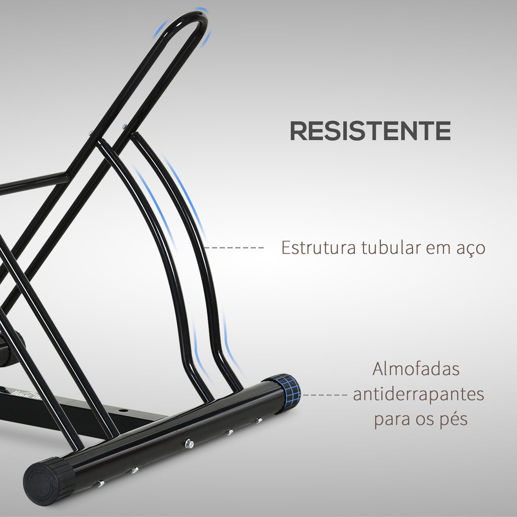 Suporte de estacionamento para 2 bicicletas Garagem Interior Exterior Estável Fácil de montar Portátil Anti-Slip Pad Tubo de aço 60x54x57cm Preto — foto 5