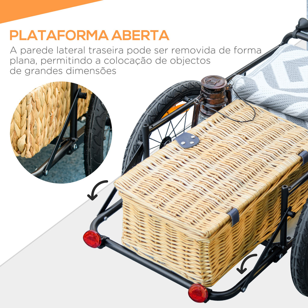 Reboque de Carga para Bicicleta Carrinho para Bicicleta com Caixa de Armazenamento Dobrável Alça Ajustável e Refletores Seguros Carga 40 kg 145x61x76/81 cm Azul — foto 5