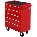 Carrinho de Ferramentas para Oficina com Rodas e 5 Gavetas Fechadura e Alça Lateral 67,5x33x77 cm Vermelho — foto 1