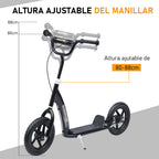 Trotinete com 2 Rodas de 12 Polegadas Trotinete para Crianças com Guiador Ajustável Freio e Cavalete Carga Máxima 100kg 120x52x80-88cm Preto — foto 6