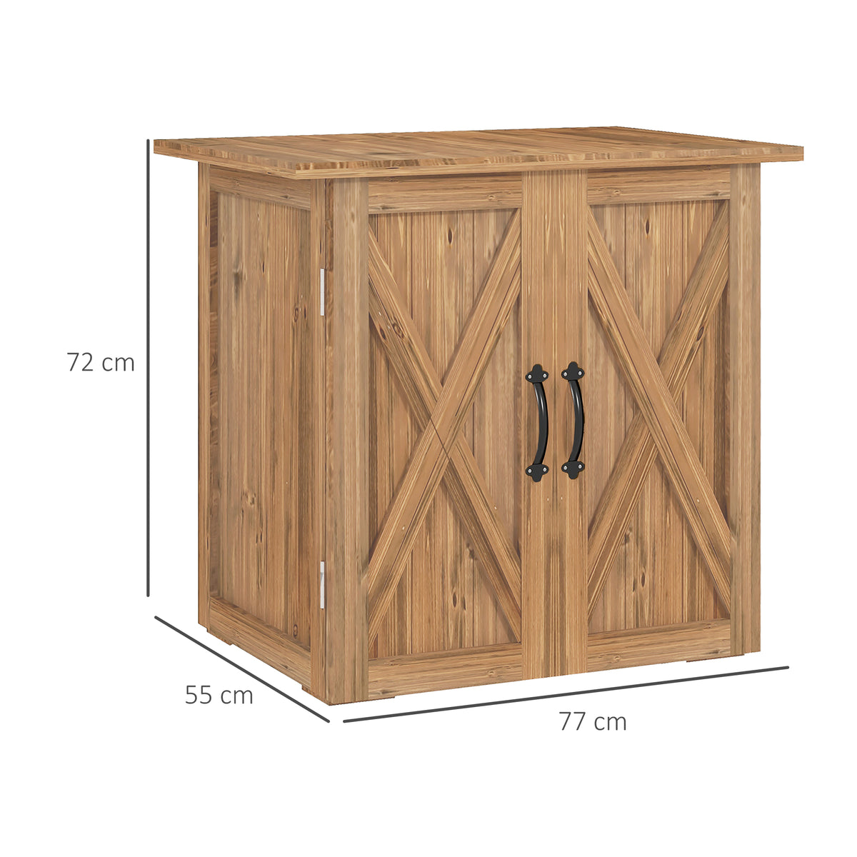 Ármário de Jardim Abrigo de Madeira para Exterior com 2 Portas Magnéticas Abrigo para Armazenamento de Ferramentas 77x55x72 cm Marrom — foto 3