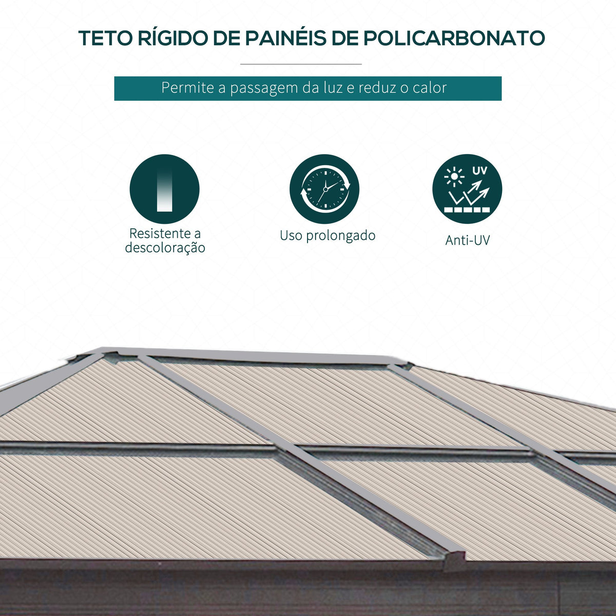 Pérgola para Jardim 3x3,6m Pérgola para Exterior Anti UV Teto de Policarbonato e Mosquiteira Integrada Bege e Marrom — foto 4