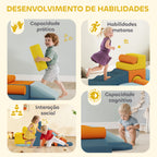 Conjunto de 9 Blocos de Espuma para Crianças Blocos de Psicomotricidade com Capas de Veludo Laváveis Conjunto de Escalada para Interior para Escalar e Rastejar Multicor — foto 7