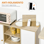 Aparador de Sala de Estar com 2 Portas 2 Gavetas e 2 Prateleiras Abertas Móvel Auxiliar de Armazenamento para Cozinha Entrada 100x30x85cm Branco e Natural — foto 5