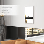 Espelho de Parede Decorativo 50x70 cm Espelho Retangular Espelho de Casa de Banho com 4 Ganchos Metálicos Estilo Moderno para Sala Quarto Entrada Branco — foto 4