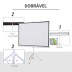Tela de Projeção Dobrável 84 Polegadas Tela de Projeção Formato 4:3 com Altura Ajustável para Cinema em Casa Apresentações 180x203 cm Branco — foto 4