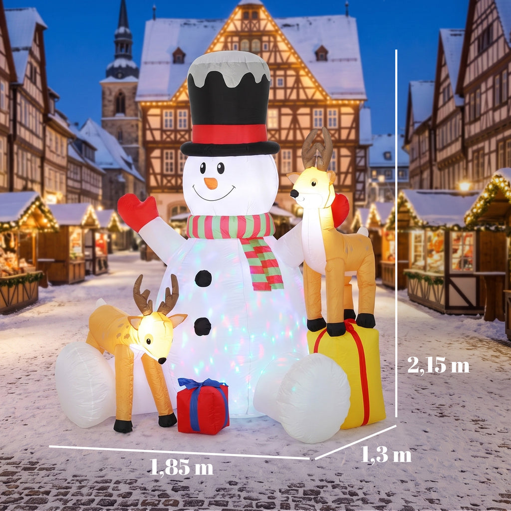 Boneco de Neve Inflável de Natal com 2 Renas, 215 cm, para fora, com LEDs e bolsa — foto 2