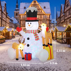 Boneco de Neve Inflável de Natal com 2 Renas, 215 cm, para fora, com LEDs e bolsa — foto 2