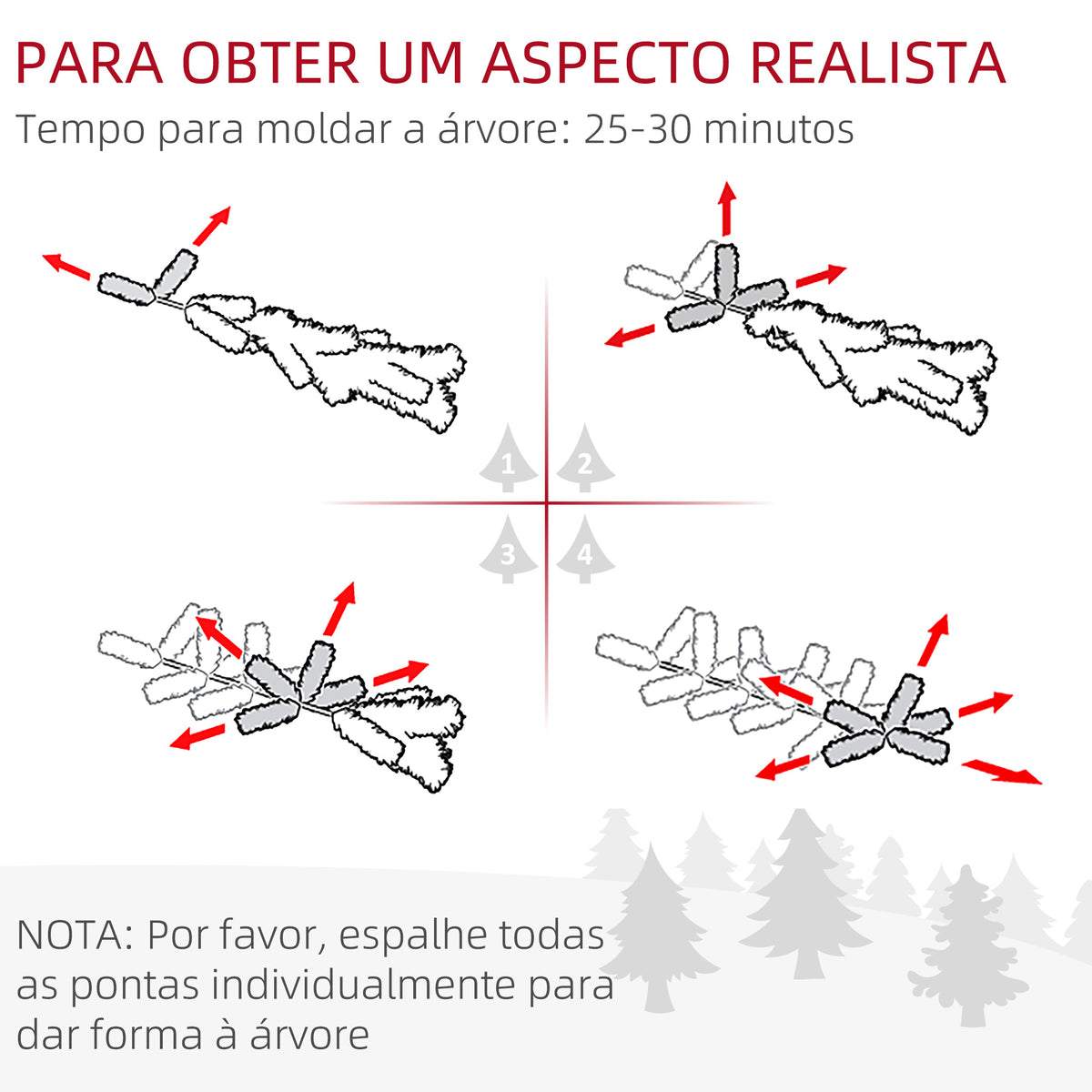 Árvore de Natal Artificial Altura 190 cm com 570 Ramos de PVC Ignífugos Base Dobrável e Suporte Metálico Decoração de Natal para Interiores Ø53x190 cm Verde — foto 5