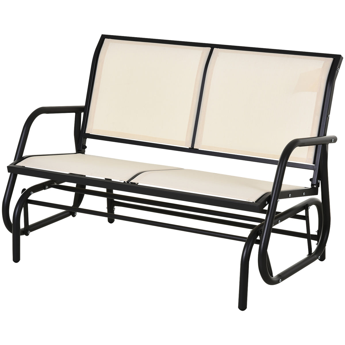 Baloiço de 2 lugares Cadeira de balanço de jardim Tubo de metal e tecido de textilene para exteriores máx. 200 kg 120x70x85 cm Creme — foto 1