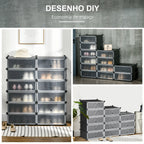 Sapateira Modular de Cubos de Plástico Armário Modular para Sapatos com 12 Cubos com Porta Desenho de DIY para Entrada Dormitório 94x37x108 cm Preto — foto 5