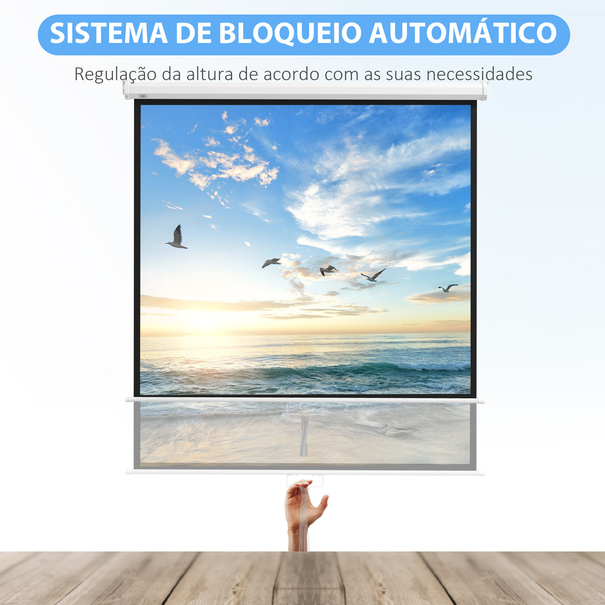 Tela de Projeção Manual de 99 Polegadas Tela de Projeção Portátil Formato 1:1 para Interior e Exterior Cinema em Casa Jardim 178x178 cm Branco — foto 4