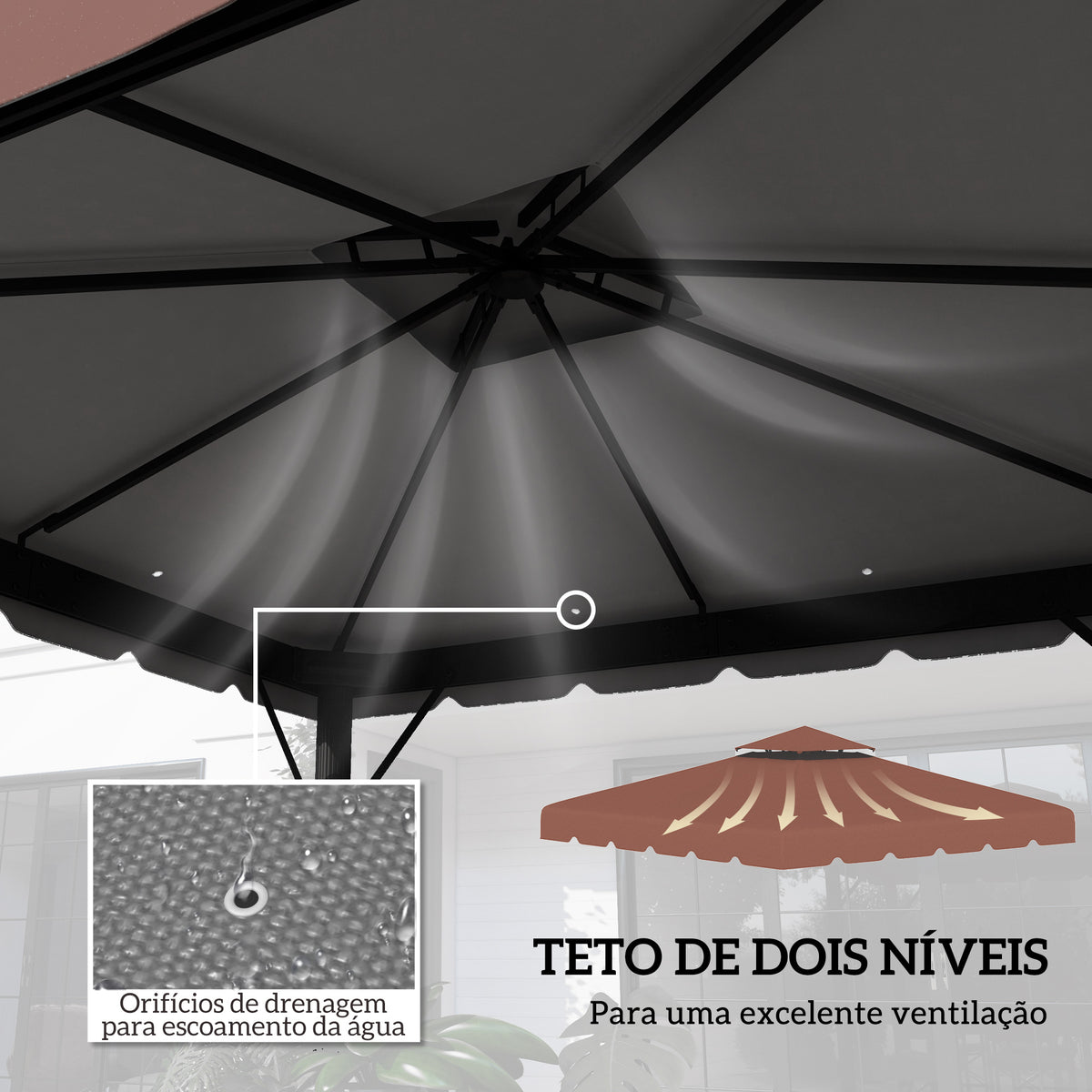Essenza Toldo de Substituição para Pérgola 300x300 cm Marrom — foto 5