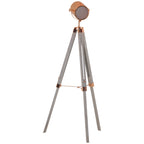 Candeeiro de Pé com Tripé de Madeira Suporte para Lâmpada E14 Máx. 25W IP20 Altura Ajustável Interruptor de Pé Candeeiro de Pé para Sala de Estar Dormitório Escritório Ø65x100-140cm Madeira Envelhecida e Ouro Rosa — foto 1