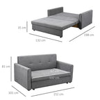 Sofá Cama de 2 Lugares Estofado em Algodão com 2 Almofadas Apoio para os Braços e Armazenamento Sofá Duplo Moderno para Sala de Estar Escritório 152x101x81cm Cinza — foto 3