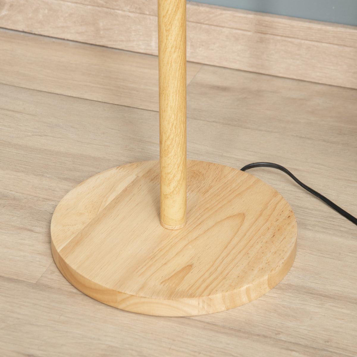 Candeeiro de Pé com Ecrã Giratório de 360° Interruptor de Pé LED E27 Máx. 40W Base de Madeira Candeeiro de Pé para Sala de Estar Dormitório Estúdio 38x38x160cm Natural — foto 7