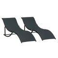 2 espreguiçadeiras dobráveis ​​ergonômicas em forma de S com estrutura de alumínio Textilene para piscina terraço jardim 165x61x63 cm Preto — foto 1