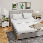 Conjunto de 2 Mesas de Cabeceira Modernas Mesas de Cabeceira com Gaveta Compartimento Aberto Pés de Madeira Mesa Auxiliar para Sala Dormitório 45x38x50 cm Branco — foto 2