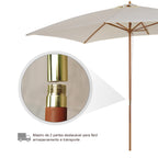 Chapéu de Sol de Jardim com Sistema de Polia Teto Ventilado e Mastro de Madeira para Terraço Pátio Exterior 2,95x2x2,55m Creme — foto 7