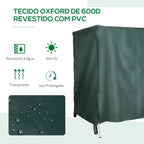 Capa para Móveis de Jardim Capa Protetora para Baloiços de Exterior com Zíper 177x114x152cm Verde — foto 4