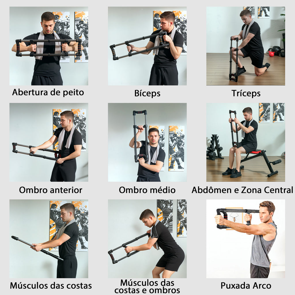Expansor de Peito Expansor Ajustável Extensor para Musculação com Resistência Ajustável 10-80 kg para Treino em Casa Escritório Viagem Preto — foto 5