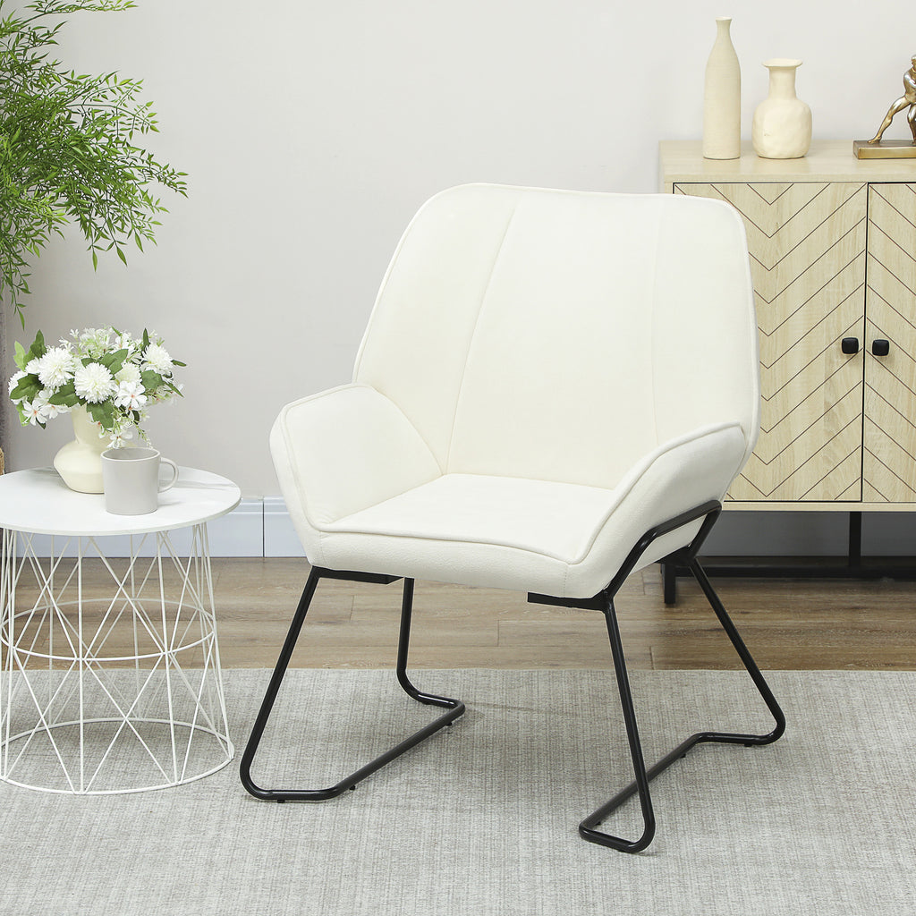 Poltrona Sala de Estar Moderna Poltrona de Leitura com Assento Largo e Acolchoado Estofada em Veludo Pés de Metal Poltrona para Dormitório 70x67,5x87 cm Creme — foto 2