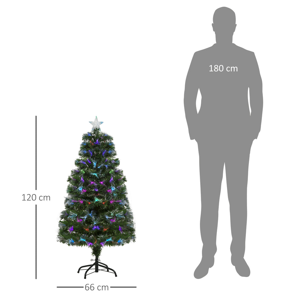 Árvore de Natal 120cm com 130 Luzes LED de Múltiplas Cores e Estrela Decorativa Ø66x120 cm Verde — foto 3