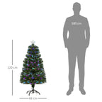 Árvore de Natal 120cm com 130 Luzes LED de Múltiplas Cores e Estrela Decorativa Ø66x120 cm Verde — foto 3