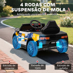 Carro Elétrico Infantil Modelo Policial 12V com Comando a Distância 2,4 Luzes Sirene Música USB e Suspensão 96x60x45 cm Multicor — foto 6