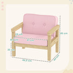 Poltrona Infantil Sofá para Crianças acima de 3 Anos com Tecido Suave de Veludo Cotelê Estrutura de Madeira Assento e Encosto Acolchoados Apoio de Braços Suporta 45 kg 46,5x44x45 cm Rosa — foto 3