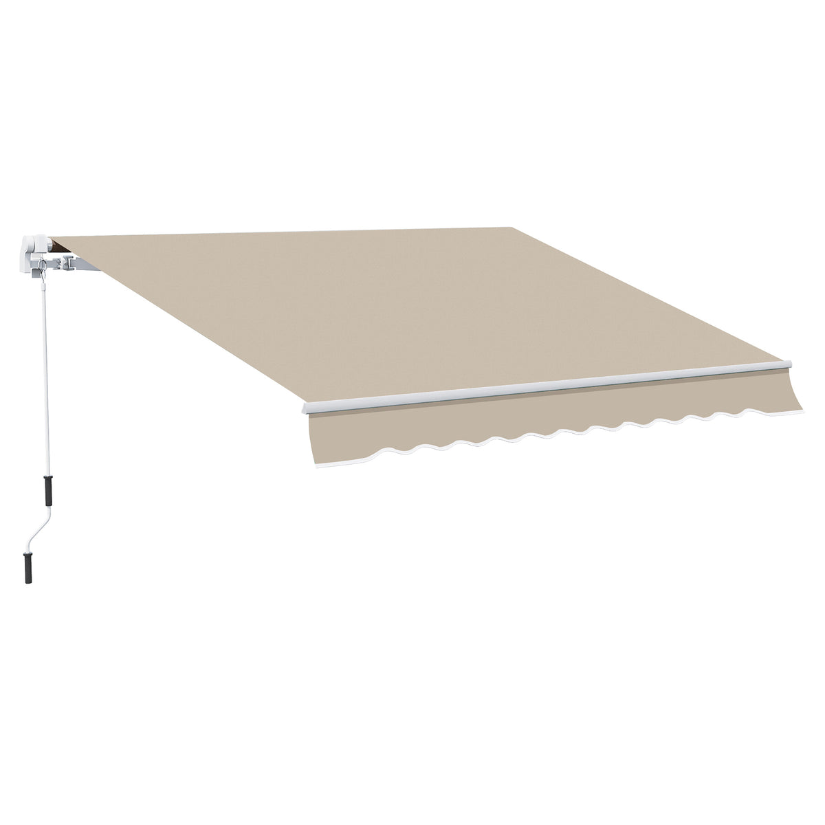 Toldo Manual 395x245 cm Toldo de Varanda Pátio com Manivela de Alumínio e Tecido de Poliéster 280 g/m² Bege — foto 1
