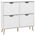 Sapateira com 4 Gavetas e Prateleiras Ajustáveis Móvel para Sapatos de Corredor para 16 Pares de Sapatos 95x26x95 cm Branco — foto 1