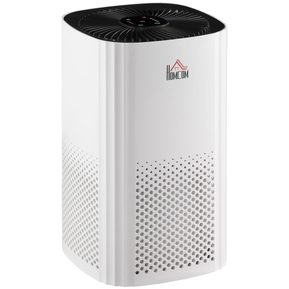 Purificador de Ar com Filtro HEPA de 3 Capas CADR 225 m³/h até 24 m³ Purificador de Mesa com Ecrã LED 4 Velocidades Temporizador Modo Noturno e Silencioso 22,7x22,7x36cm Branco — foto 1
