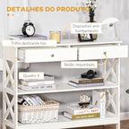 Mesa de console para Corredor com 2 gavetas e 2 prateleiras inferiores Móveis modernos Base elevada anti-inclinação 100x30.5x80 cm Branco — foto 5