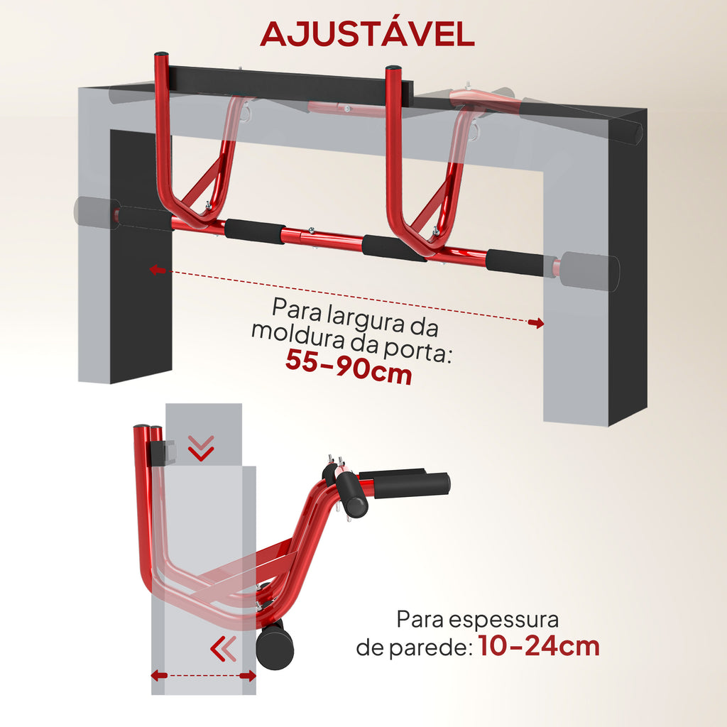 Barra de Elevação Multifuncional Barra de Elevação de Parede Carga 150 kg para Exercícios e Treino em Casa Ginásio Vermelho e Preto — foto 5