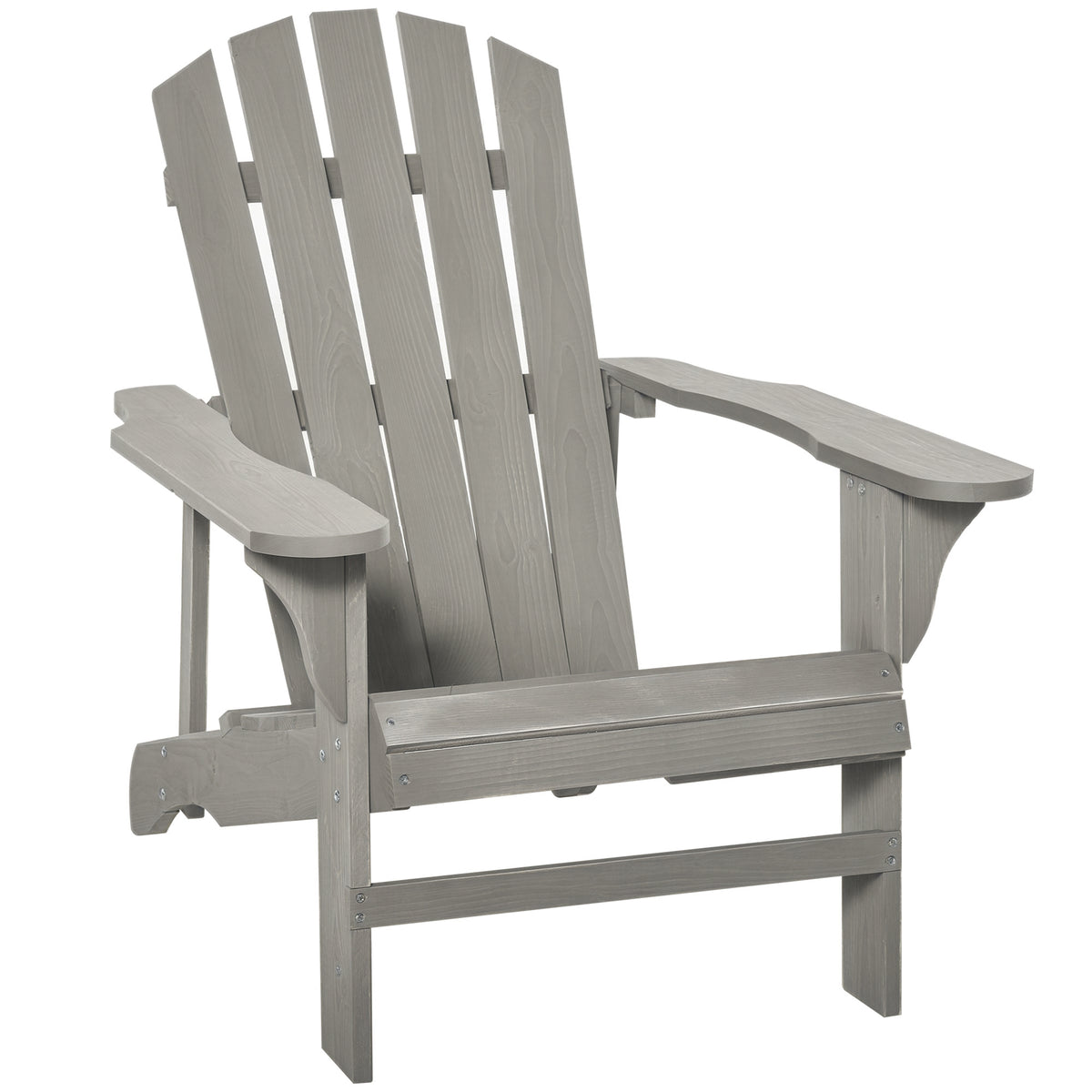 Cadeira Adirondack de Madeira Cadeira Adirondack de Jardim com Assento Extra Largo Carga Máxima 150 kg para Pátio Varanda Exterior 78x89x88 cm Cinza — foto 1