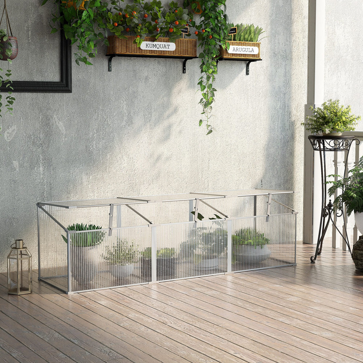 Estufa de Jardim Alumínio Policarbonato Transparente Viveiro para Plantas Culturas 180x51x51cm — foto 2