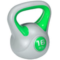 Kettlebell 16 kg Peso Russo com Revestimento de PU e Enchimento de Areia para Treinamento em Casa Ginásio 26x18x32 cm Verde e Cinza — foto 1