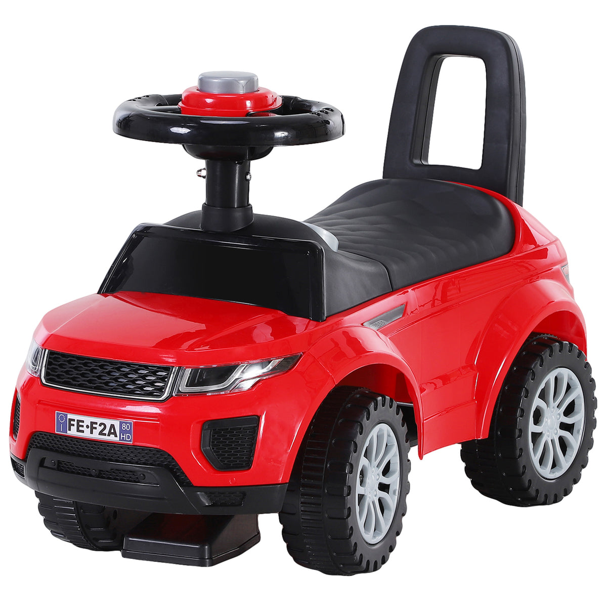 Quad Andador Infantil 1-3 Anos Carro sem Pedais para Bebé Brinquedo de Caminhada Estilo Corrida com Volante, Altifalante e Compartimento Oculto 62x28x41,5cm Vermelho — foto 1