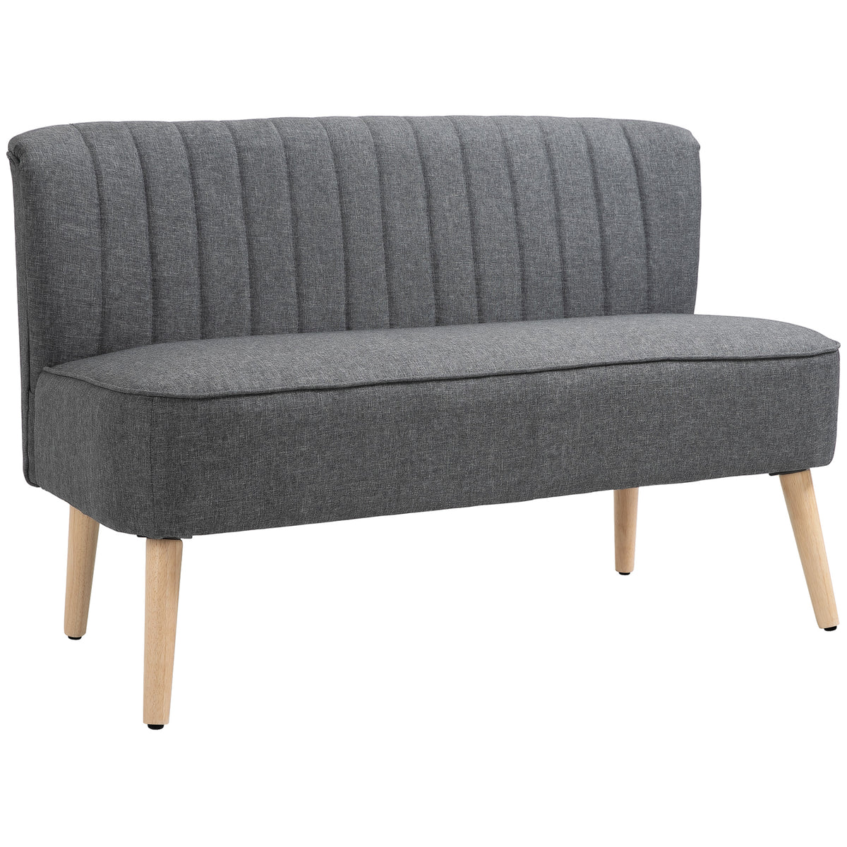 Sofá 2 lugares, sofá estofado com aspecto de linho, estrutura de madeira, para sala de estar e quarto, 117 cm, Cinza — foto 1