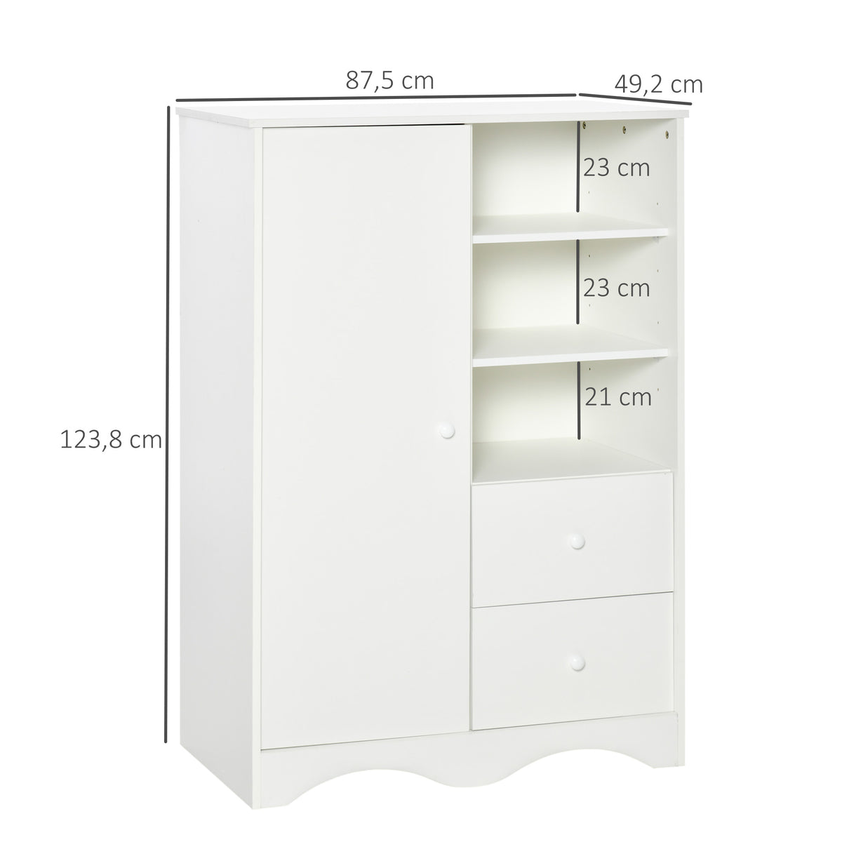 Armário Multiuso Branco 5 Prateleiras 3 Compartimentos Abertos e 2 Gavetas 85,7x49,2x123,8 cm — foto 2