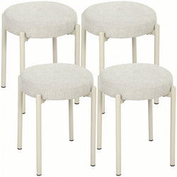 Conjunto de 4 Bancos Empilháveis Redondas com Assento Acolchoado sem Encosto Economia de Espaço 45x45x47,5 cm Creme — foto 1