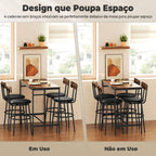 Conjunto de Mesa Alta de Bar com 4 Bancos, Assentos em PU com Encosto e Apoio para os Pés, Castanho — imagem 10