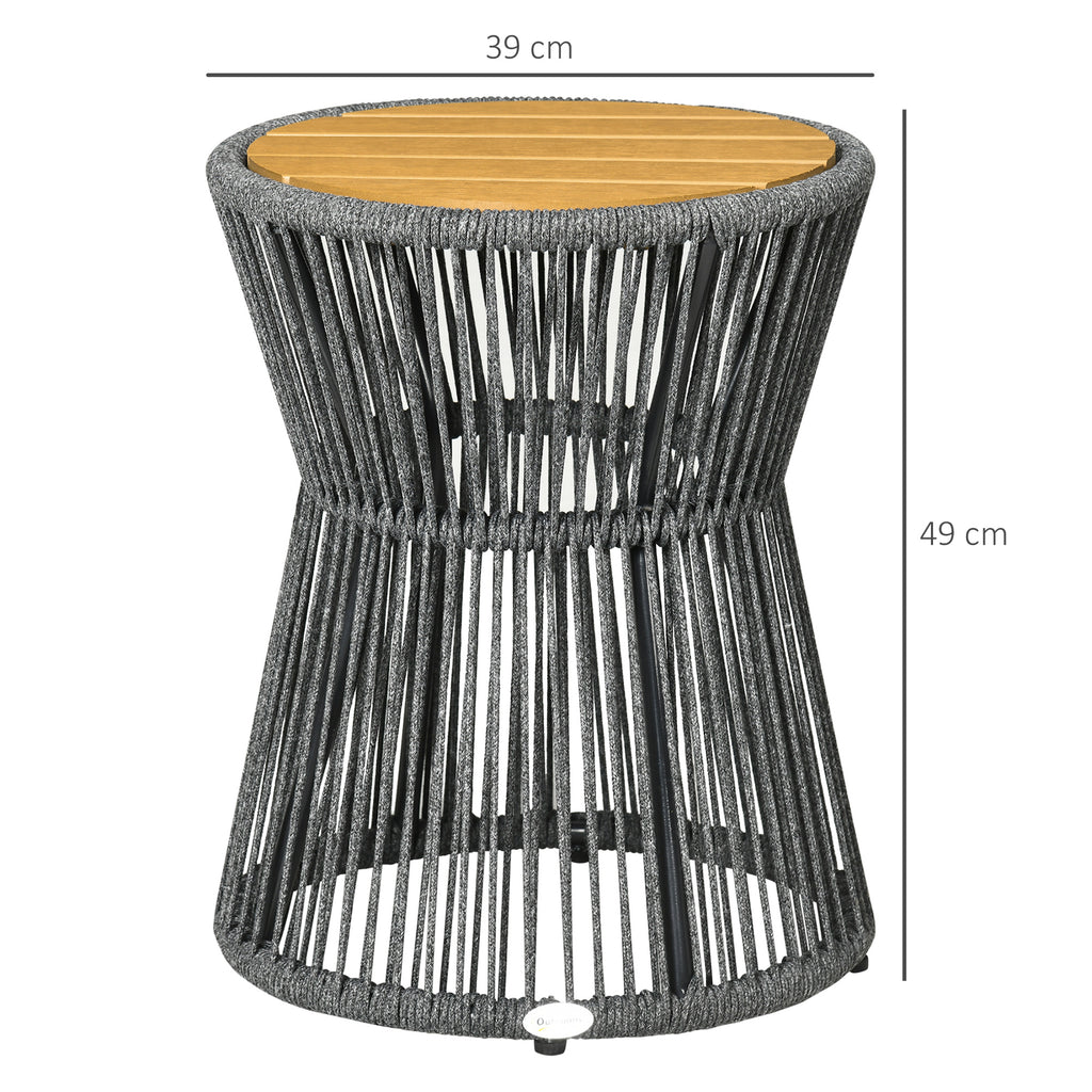 Mesa de jardim em estilo boho, resistente às intempéries, PE-Rattan, 39 cm x 39 cm x 49 cm, Preto + Natural — foto 2