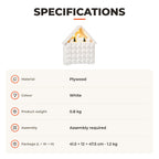 Calendário de Advento de Natal Madeira com 24 Gavetas e Luzes LED Decoração de Natal Modelo Casinha 39x9x42cm Branco — Especificações | Specifications