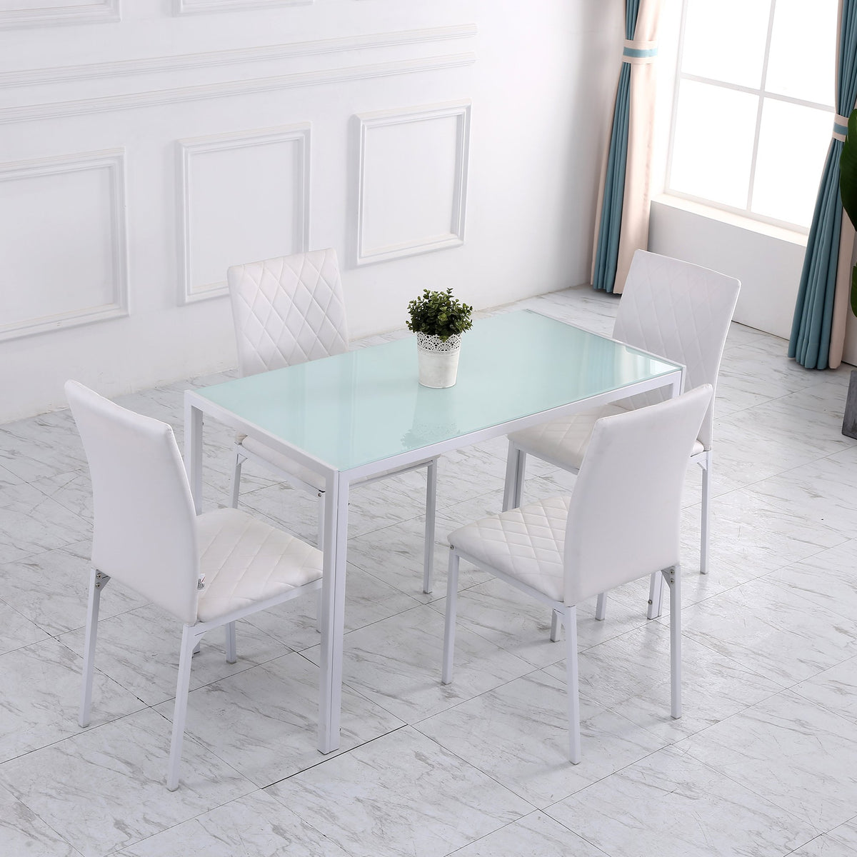 Conjunto de 4 Cadeiras de Sala de Jantar Estofadas com Pés de Metal Cadeiras Modernas para Cozinha Carga Máxima 41x50x91cm Branco — foto 9