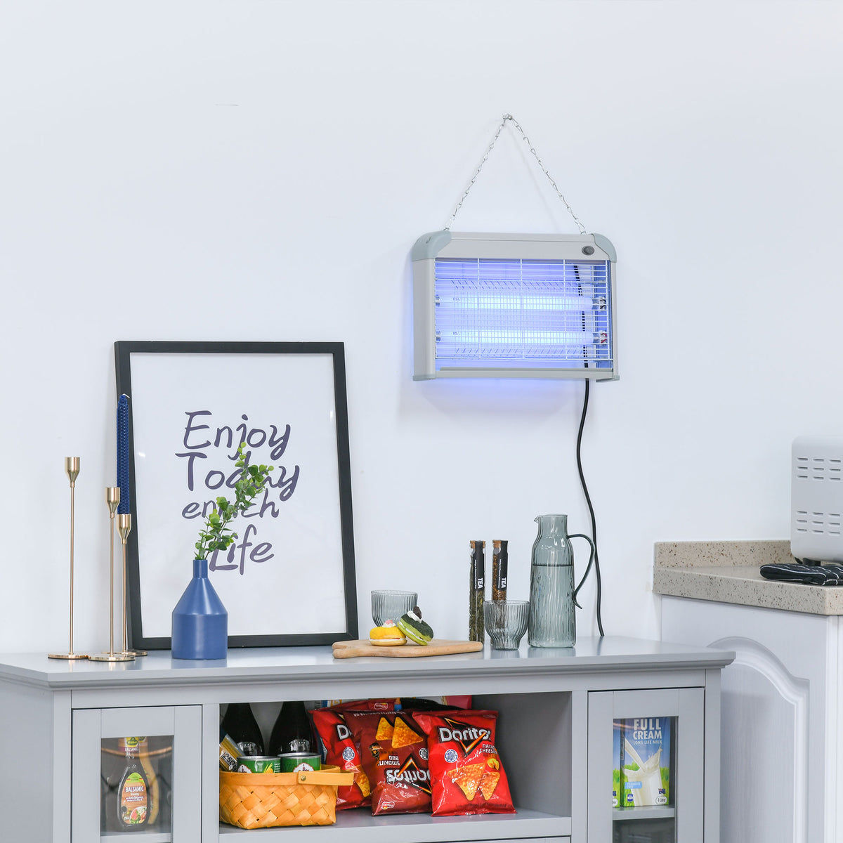 Lâmpada Anti-mosquito Elétrica com Luz Ultravioleta 20W com 2 Tubos LED Área de Ação 60m² 39x7.5x26.5 cm Branco — foto 2